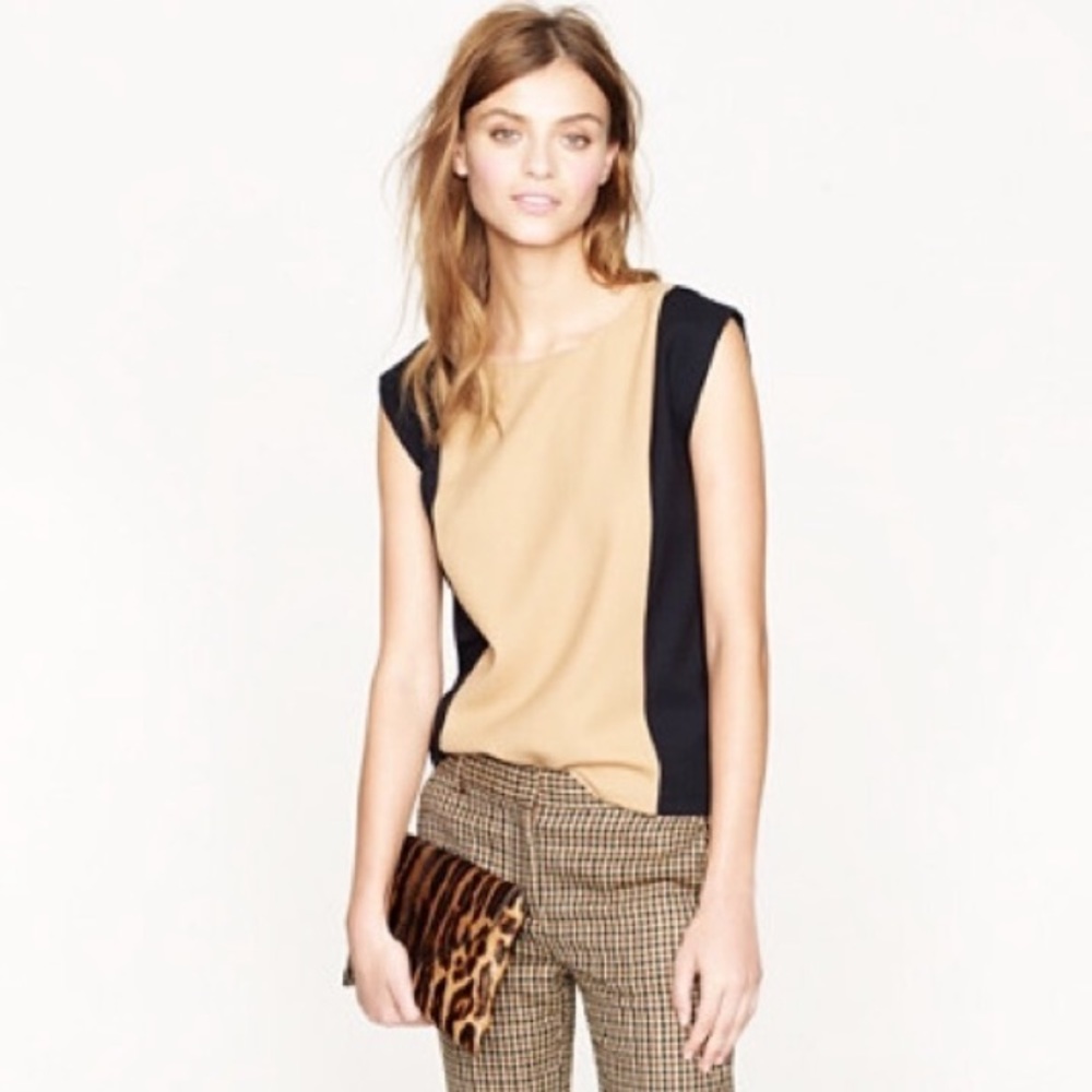 J. Crew Lined Colorblock Top